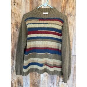 Liz Claiborne Lizwear Jeans XL Striped Knit Sweater Cotton Blend Womens